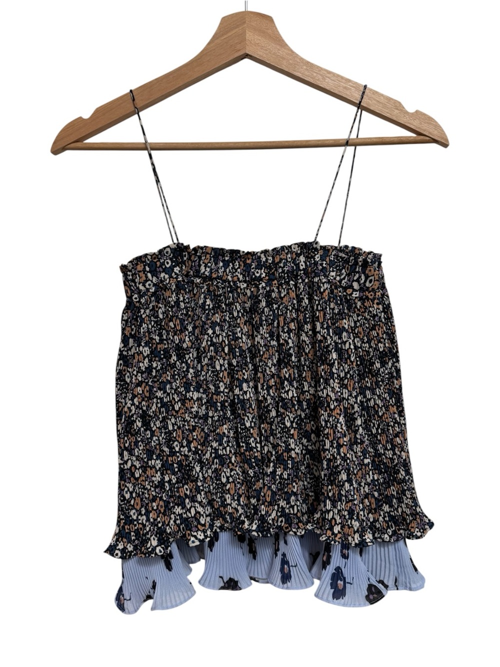 Derek Lam 10 Crosby Floral Plisse Layered Camisole Blouse Top W Size 4 Going Out